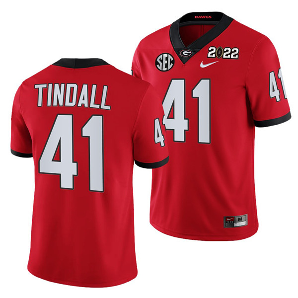 Men’s Georgia Bulldogs #41 Channing Tindall 2022 Patch Red College Football Stitched Jersey Men’s Georgia Bulldogs #41 Channing Tindall 2022 Patch Red College Football Stitched Jersey